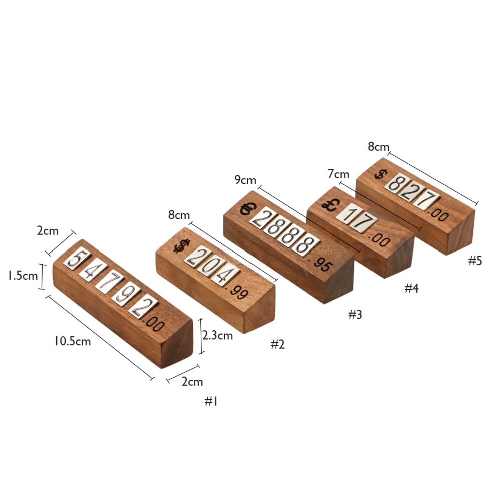 Teller Stand Label Tag Winkel Teken Houders Metalen Arabisch Nummer Prijskaartje Prijs Display Stand Houten Basis