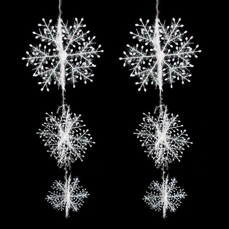 6PC DIY Snowflakes Christmas Tree Ornament Hanging Snow Flake Home Party Decor 3D Snowflake Decor: 28cm