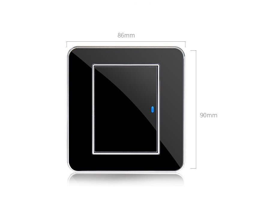 86 Press Button 1 Gang 1 Way LED Random Point Switch Mirror Acrylic Household Stainless Steel Brushed Panel