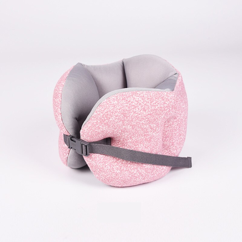 Coussin de cou pliable pour dormir en avion, voiture, bureau, Portable, forme Concave, accessoires de voyage: Rose