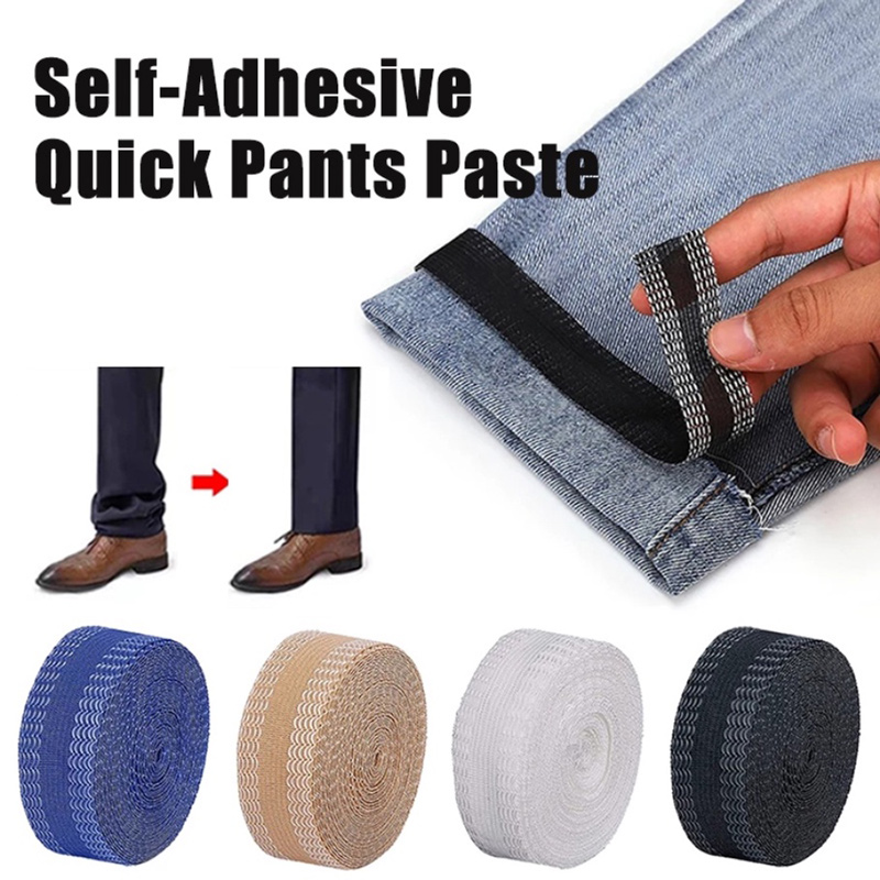 Cinta autoadhesiva para dobladillo de pantalones, pasta de borde de pantalón, reparación de pantalones acortados, cinta de dobladillo para tela de costura DIY, 1-5M