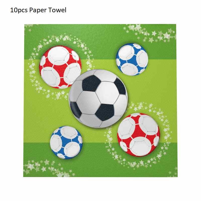 Voetbal Party Servies Papier Plaat Cup Servetten Tafelkleed Banner Gelukkige Verjaardag Event Feestartikelen Voor Jongens Festa: 10pcs Paper Towel