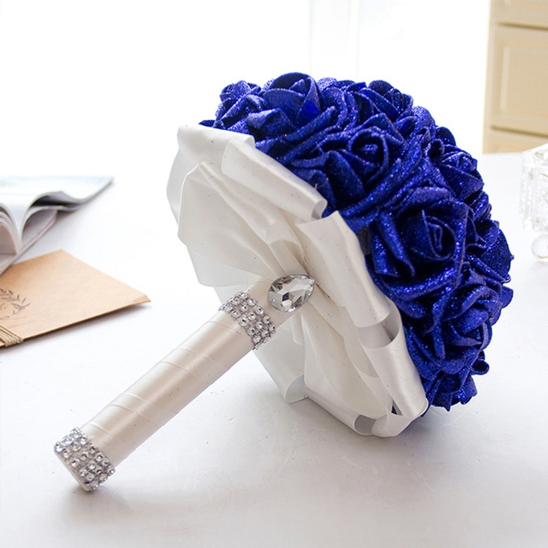 Handgemaakte Kunstmatige Rose Bloem Royal Blue Bru... – Grandado