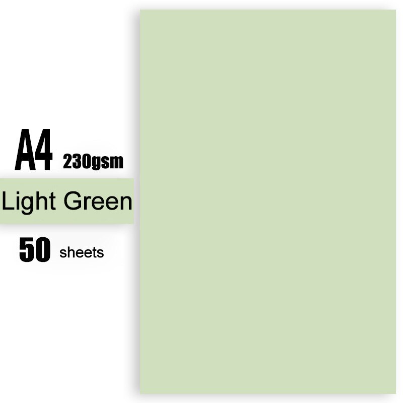 230gsm 50 Sheets Kids Paperboard Multicolor Specialty Paper Handmade Cardstock Craft Paper: Light Green