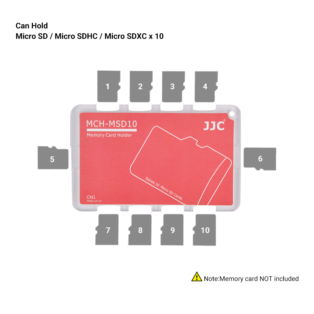 Jjc hukommelseskort etui holder opbevaringsboks pung kreditkort størrelse til sd sdhc sdxc micro sd msd tf kort organizer keeper container: 10 mikro sd rød