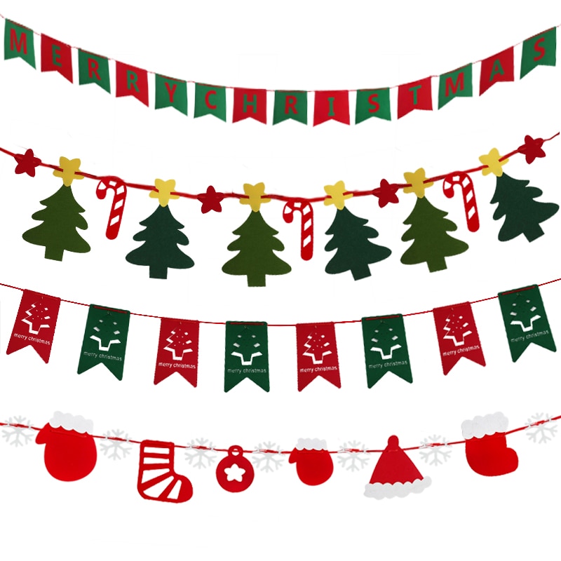 3m glædelig jul banner filt hængende krans bunting juletræ elg indendørs udendørs xmas fest år dekoration