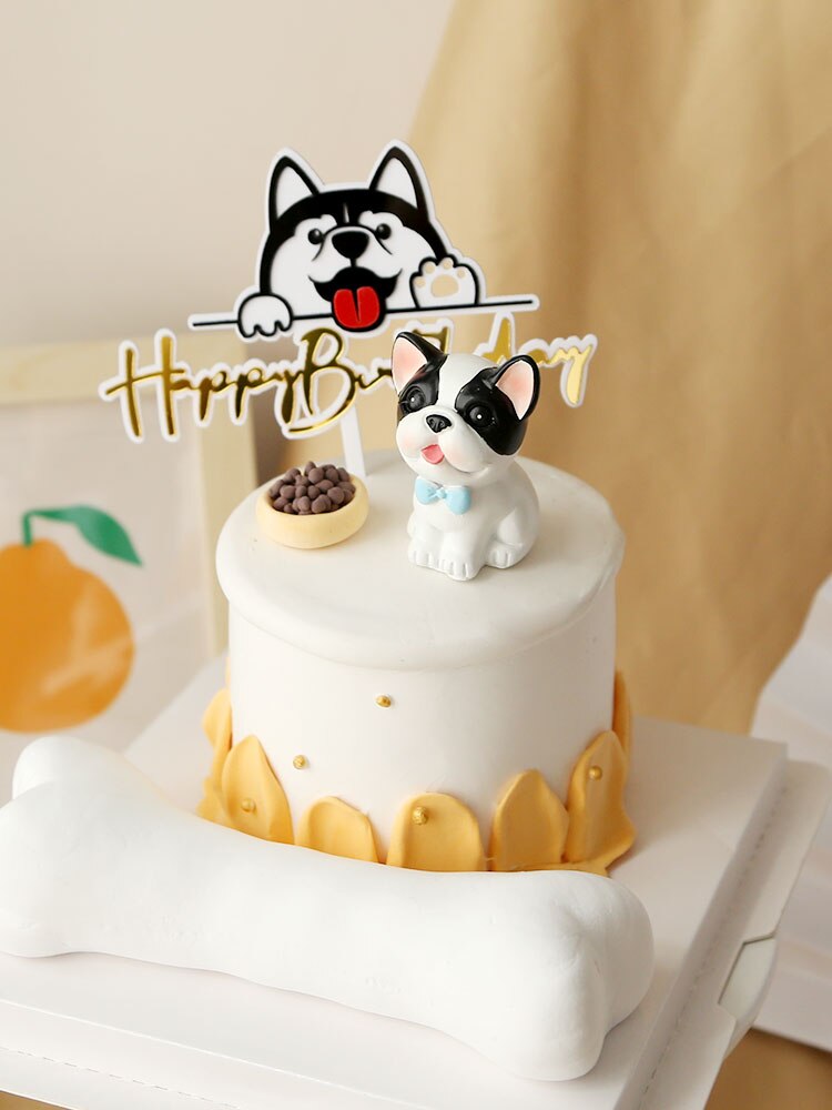 It's My Bark Day Bone Dog's Happy Birthday Acrylic Cake Topper for Dog Pet's Party Cake Decoration Baking Supplies Decor