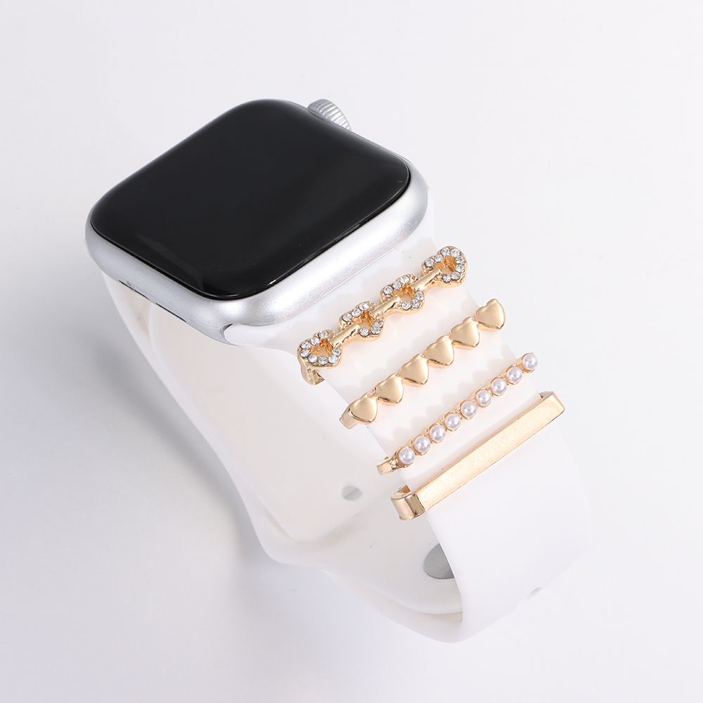 Dla Apple Watch Band diamentowa miłość ozdoba metalowa zawieszka ozdobny pierścionek kreatywna broszka inteligentny zegarek akcesoria do paska silikonowego