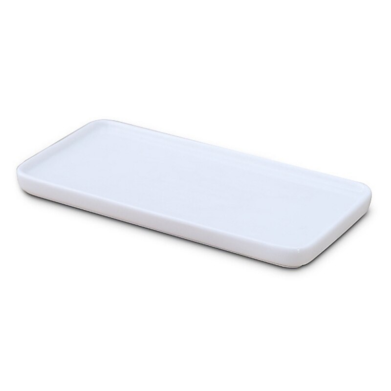 Bandejas de porcelana branca retângulo banheiro escova de dentes cerâmica base suporte de armazenamento sanitário palete banheiro supplies1.: Default Title