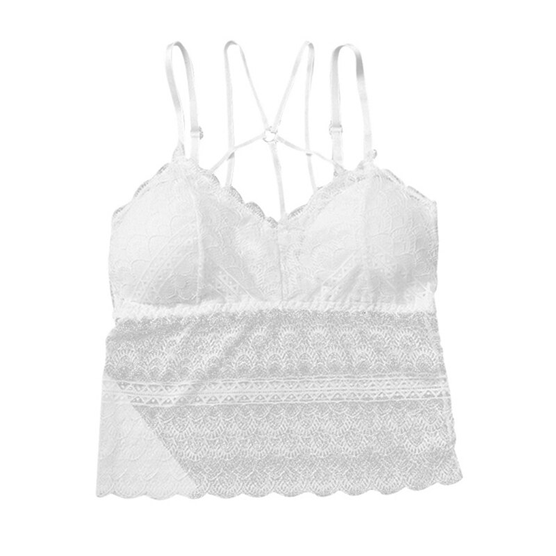 Kvinder blonde bh sæt sexet wire fri front bryst camis solide lingeri bh'er og udhulet kort sæt skønhed bagpå kryds lang søm vest: Ut0547w