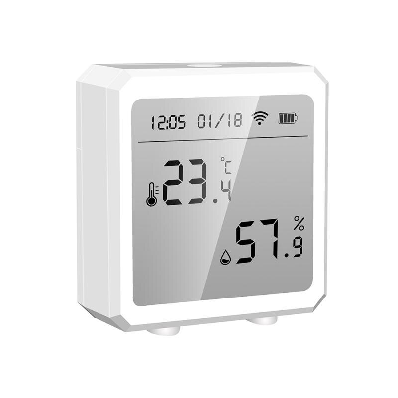 Wifi+Bluetooth Tuya Smart Temperature And Humidity Sensor Can Be Connected To Hotspots, With Alarm Function, Support Smart Life: White 1pcs