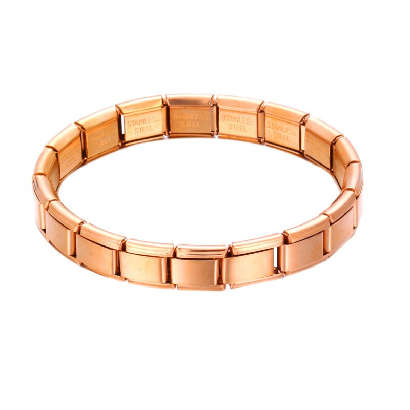Pulsera de acero inoxidable con cadena de eslabones, colgante de pulsera, estilo minimalista, informal, Unisex: Rose Gold
