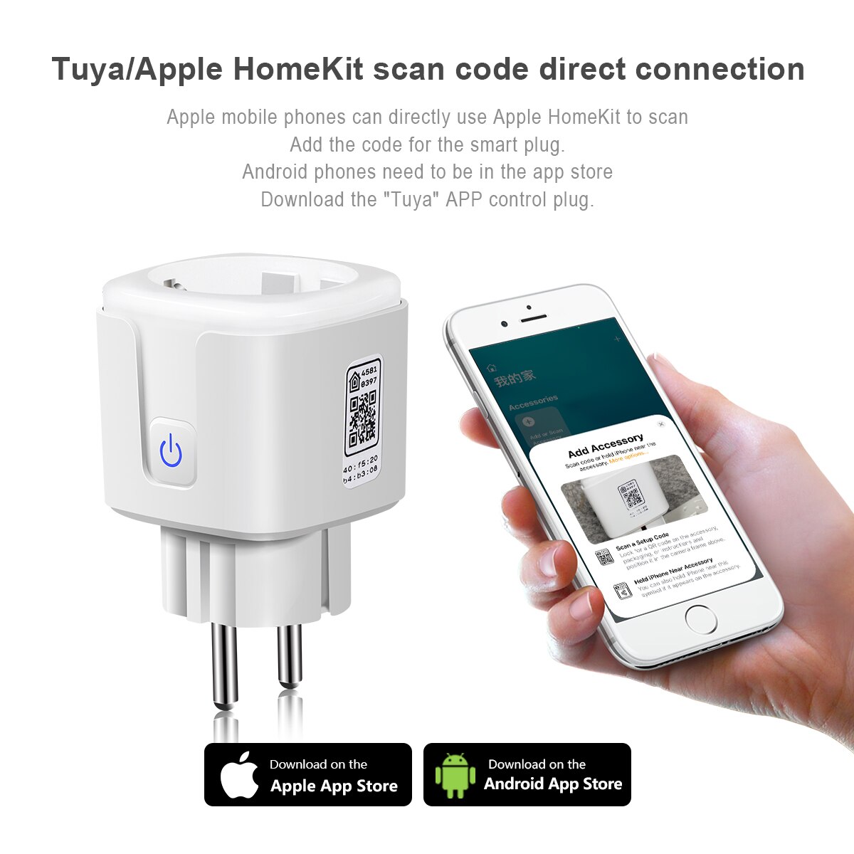 Homekit-enchufe inteligente Tuya para el hogar, enchufe inalámbrico con WIFI, Control por aplicación, interruptor de luz de vida inteligente de 16A para Apple Home, Alexa y asistente de Google
