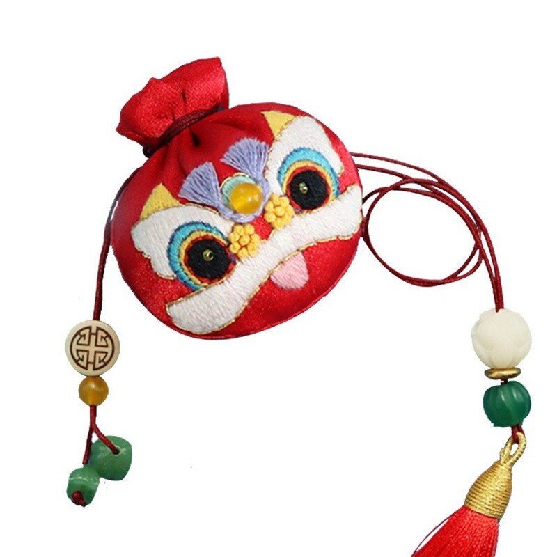 Pose nøglering mand broderi beskyttende talisman poser blomster kvinder nøgleholder par vedhæng en tom sæk porte nøgle