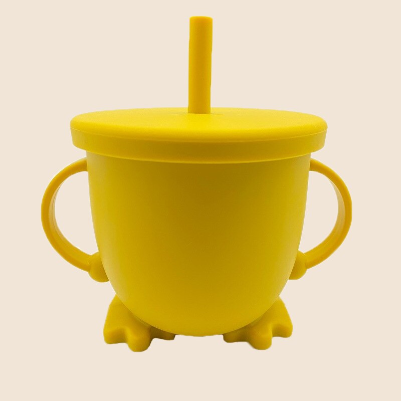 1PC Baby Silicone Snack Cup Baby Double Handle Silicone Feeding Bowl Spill-Proof Biscuits Container Box Snacks Storage Box: SFUG14