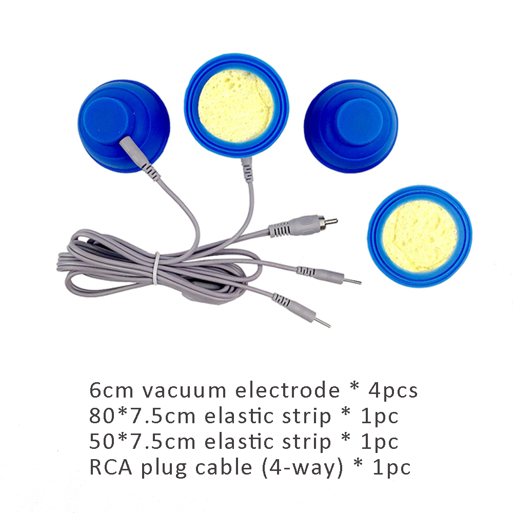 RCA Plug Cable with 4 Output Plugs EMS Electrode Patch Microcuttent Conductive Silicone Paddle Elastic Strict Kit: Vacuum Kit