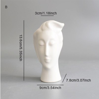 Nordic ins minimalistisk keramisk mini abstrakt vase svart og hvit ansiktsutstilling dekorasjon statue hode type vase: B