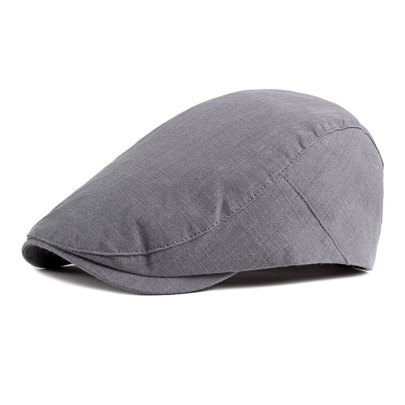 gorras hombre Sombrero plano de verano para hombre, boina fina y transpirable, viseras negras grises sólidas, gorros de espiga visera boina hombre: Gray