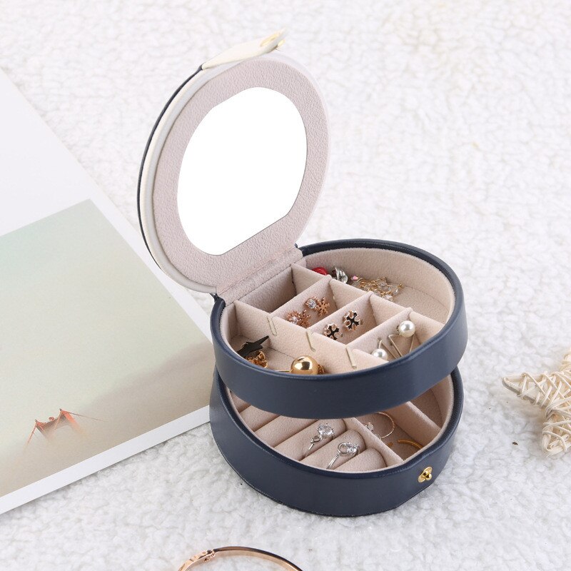 Leren sieradendoos, opbergorganizer, ketting, armband, oorbellendoos, draagbare reisorganizer voor sieraden en ornamenten