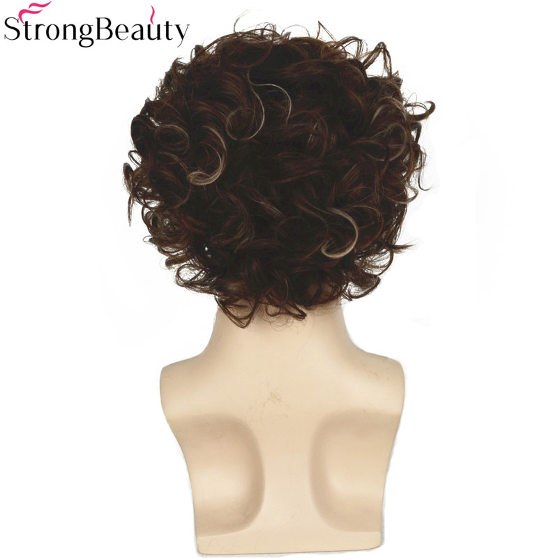 Strong Beauty Short Men Wigs Synthetic Curly Wig Color Mixing Male Hair