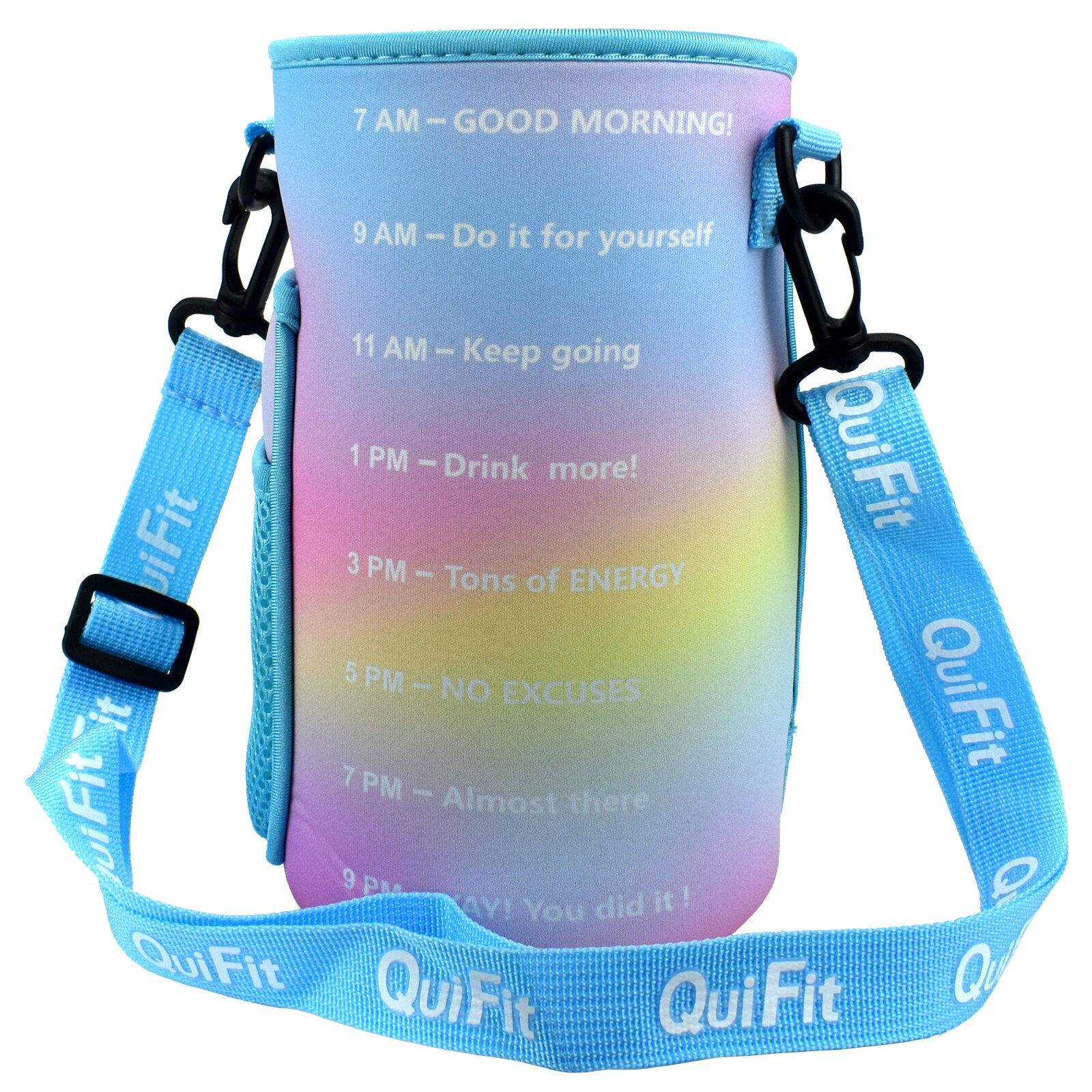 QuiFit-Soporte deportivo para botella de agua con correa para el hombro, ideal para botellas de Tritan de 128 oz o 64 oz, no incluye botella: 2L / Gradient