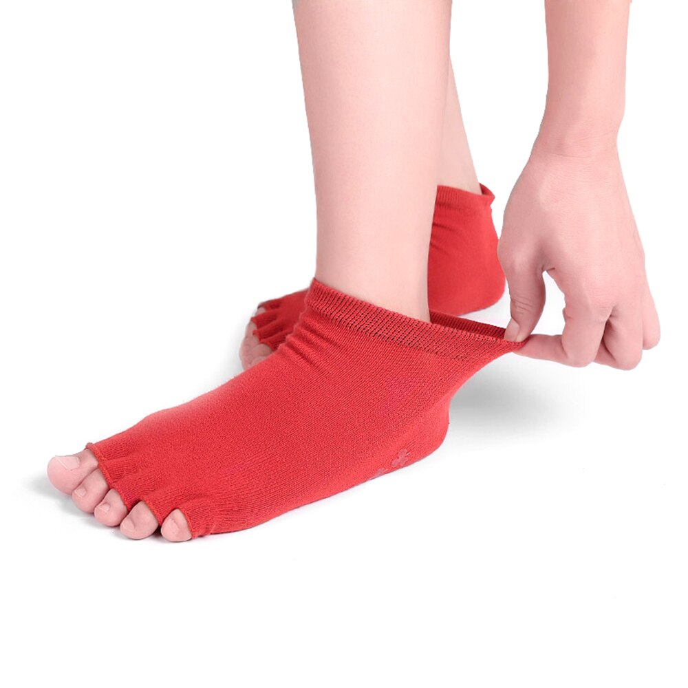 3/1Pair Half Toe Yoga Socks Non-Slip Peep Toe Anti-Slip Pilates Ankle Grip Durable Open Half Five Fingers Cotton Yoga Socks