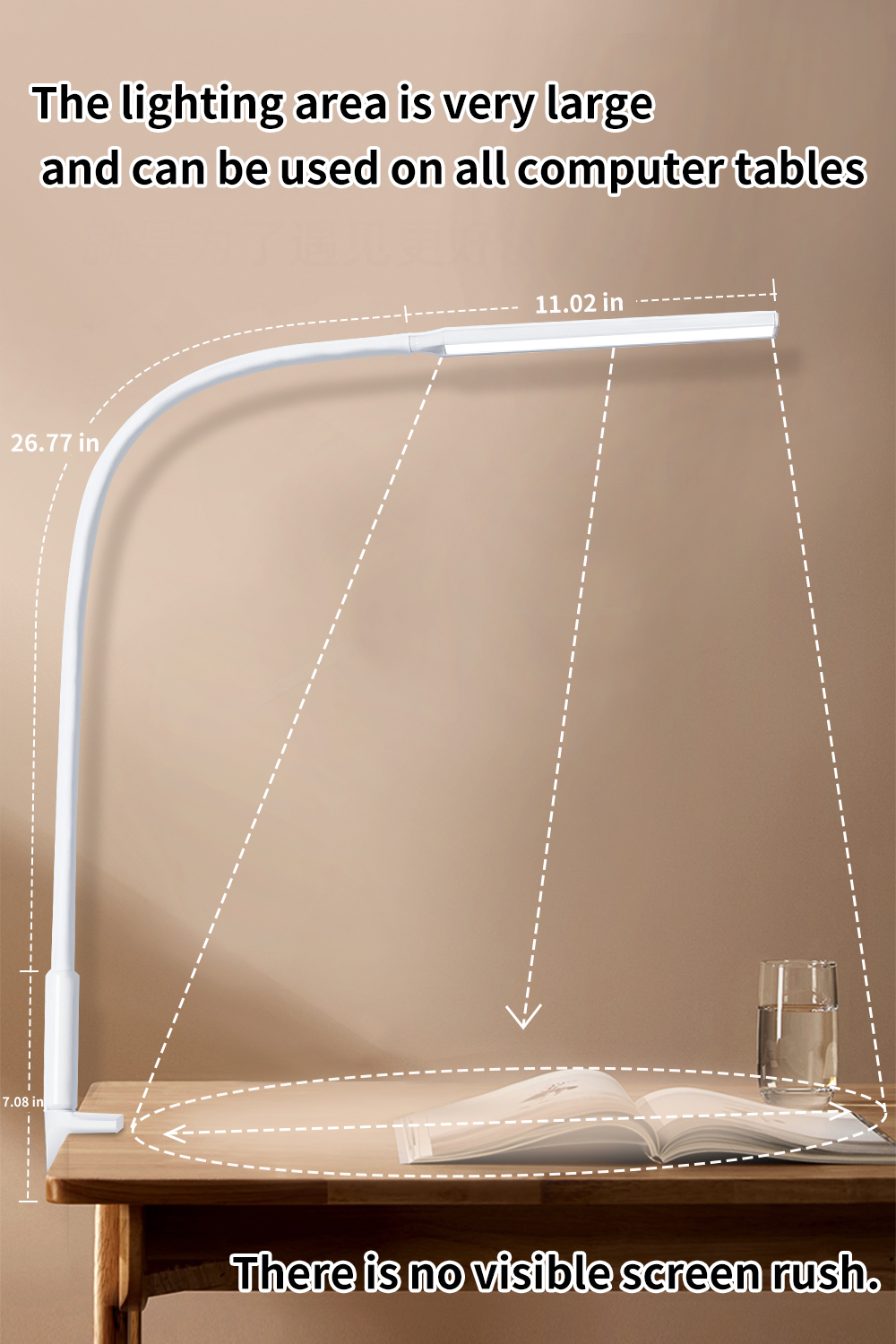 Lampada da scrivania a LED Braccio oscillante alimentato tramite USB Morsetto flessibile a collo di cigno Luce da architetto dimmerabile con 3 modalità colore per leggere e lavorare