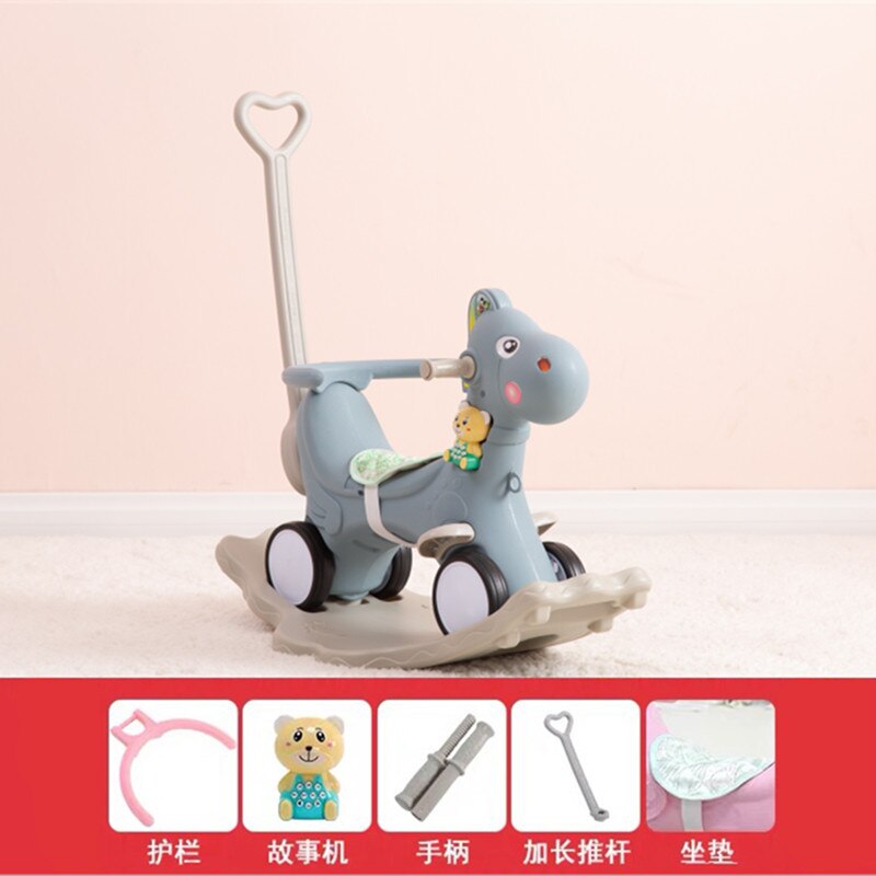 Multifunction Flash Wheel Kids Horse Rocking Chair Baby Ride on Toys Push Trolley 0-36 Months: A3