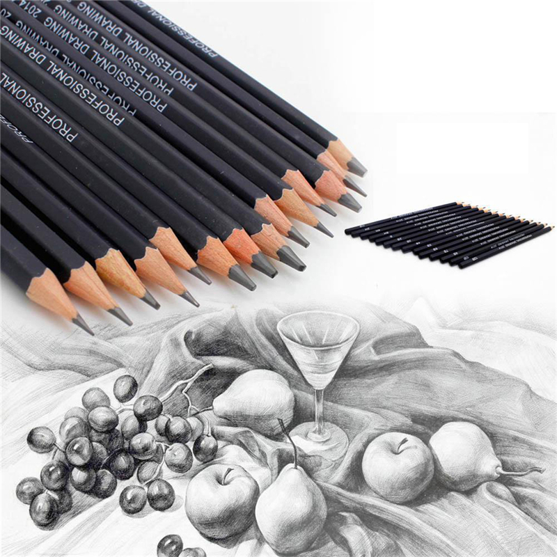14 Pcs/set Sketch and Drawing Writing Pencil Stationery Supplies 1B 2B 3B 4B 5B 6B 7B 8B 10B 12B HB Pencil