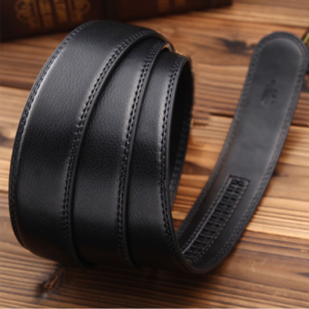 Automatic Ribbon Without Buckle Men's Belt Leather Vintage Headless Waist Strap Luxury Durable Business 14 Lines