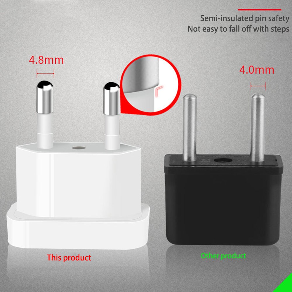 【Upgraded】US To EU Plug CN To Europe Travel Wall AC Power Charger Outlet Adapter Converter 2 Round Socket Input Pin
