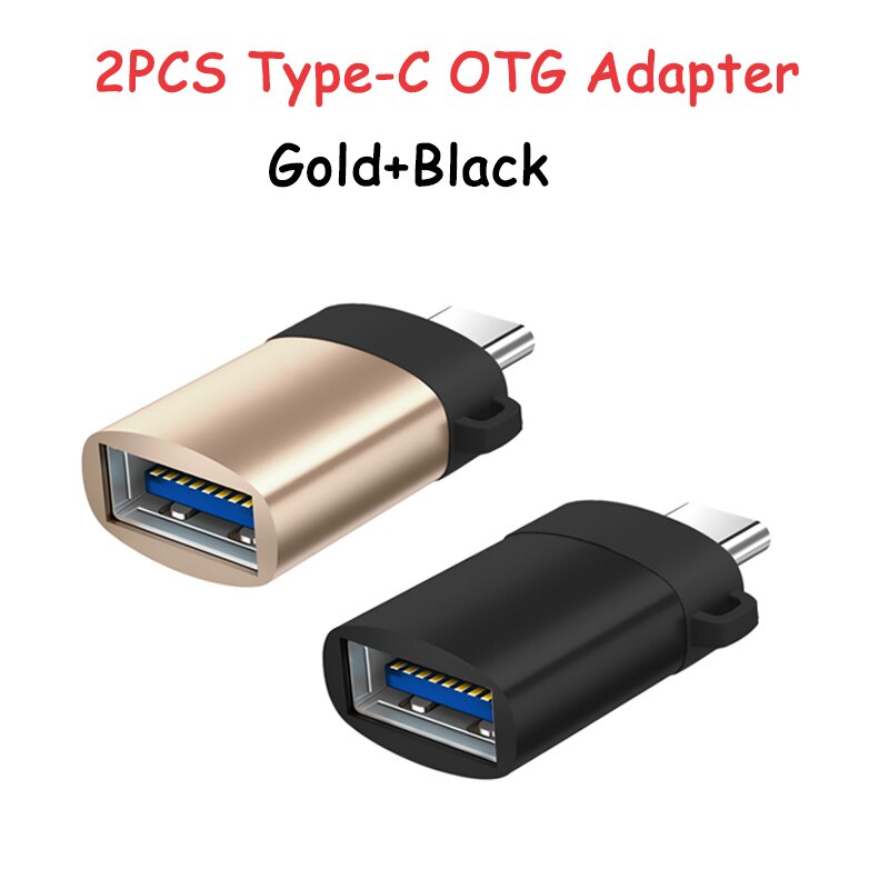 OTG Adapter Male Type-C to USB 3.0 Usb C Converter Type C Cable Adapter Tape C OTG for U Disk Mouse Keyboard Movie File Transfer: Gold Black 2PCS