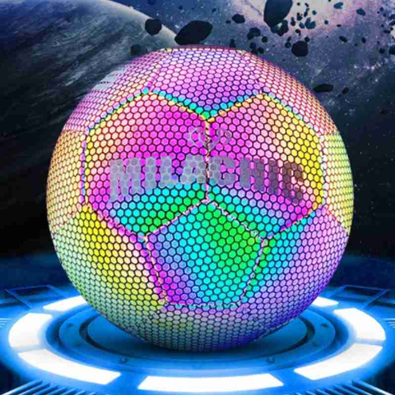 Balón de fútbol luminoso reflectante para niños, juego de adiestramiento al aire libre, luminiscente, inflable