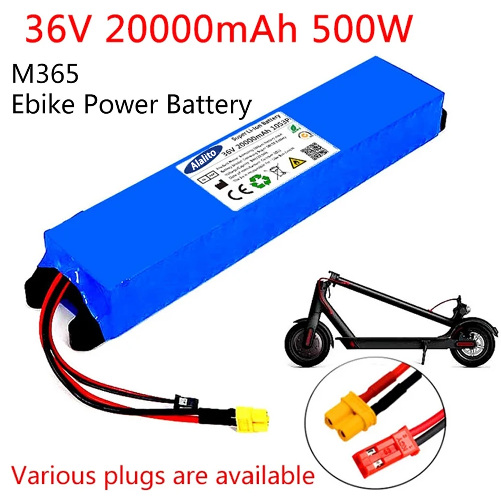 Paquete de batería de litio 2024, 36V, 20Ah, 18650, 10S3P, 20000mah, 500W, mismo puerto, 42V, para batería de energía M365 con BMS