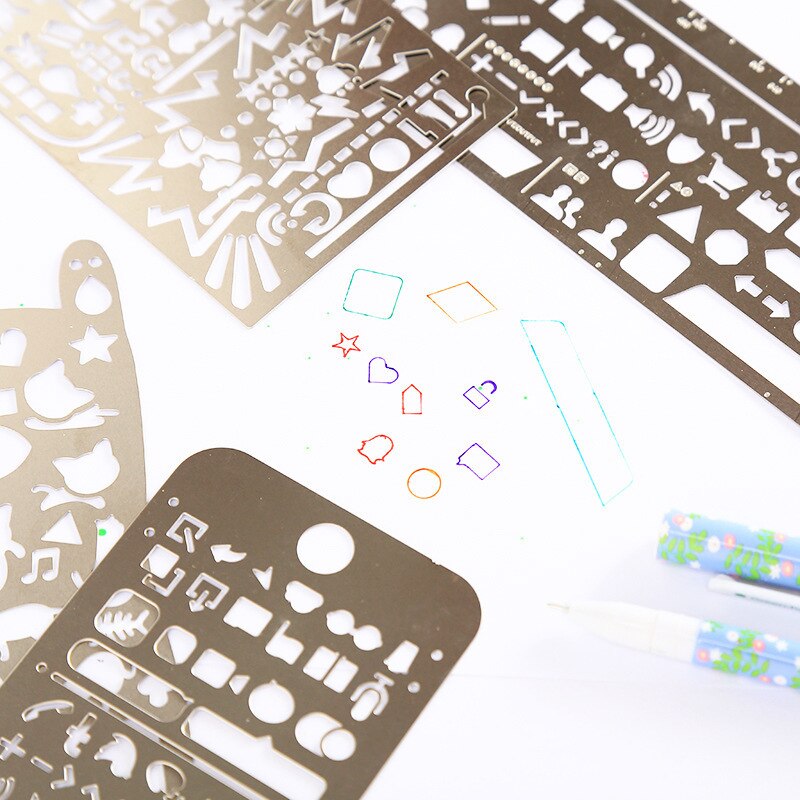 Cute Phone Hollow Metal Ruler Craft Dies Graffiti Drawing Template Ruler Scrapbooking Dies Metal Spellbinders