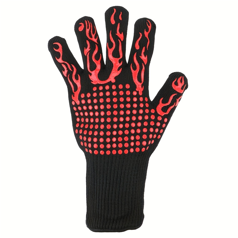 1/2 Stück hochtemperaturbeständige Grillhandschuhe, feuerfeste Ofenhandschuhe 500 800 ℃ Wärmeisolierende Mikrowellenhandschuhe zum Grillen: Grau
