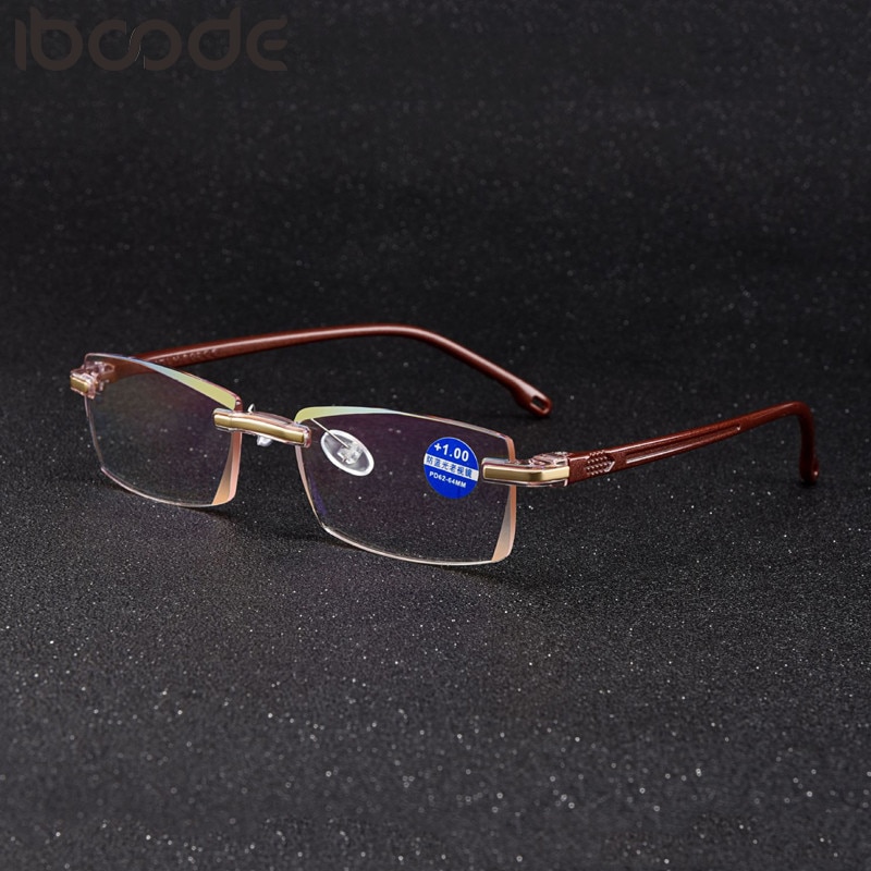 iboode Ultralight Rimless Reading Glasses Women Men Clear Lens Anti Blue Ray Computer Goggle Presbyopia Reader Eyeglasses