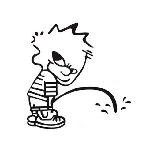 Śmieszne chłopiec karton toaleta wc kalkomania ścienna: Default Title