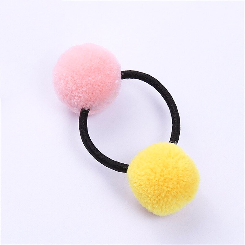1PC lindo niñas pompón pelo lazos doble Pom elástico banda de pelo Pelo cuerdas, accesorios para el cabello para niños las niñas