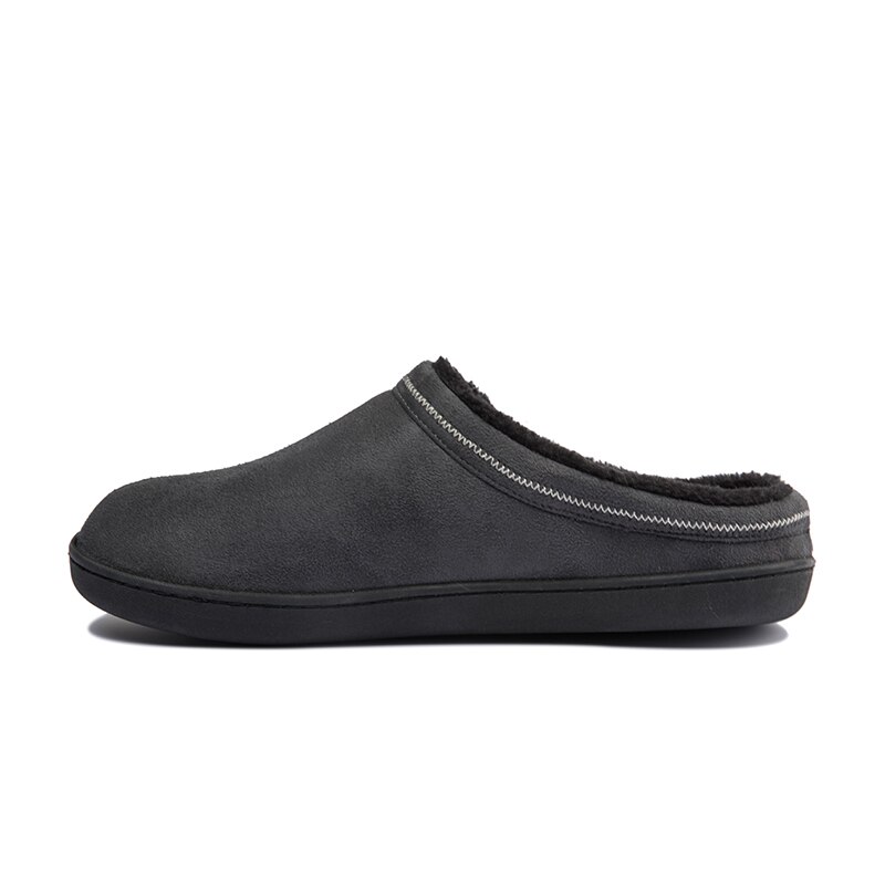 BOREE Classic Home Slippers for Men Winter Suede Short Plush Man Slippers Non Slip Bedroom Slipper Couple Soft Indoor Shoes Male: Dark Grey / 41-42