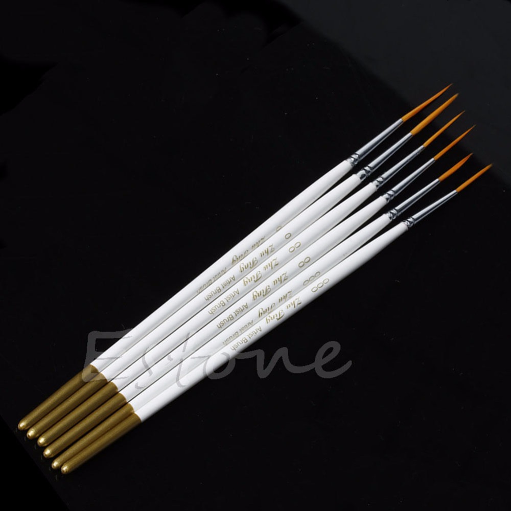 6 unids/set pelo de Nylon brocha redonda para pintar gancho línea lápiz artista dibujar pintura arte