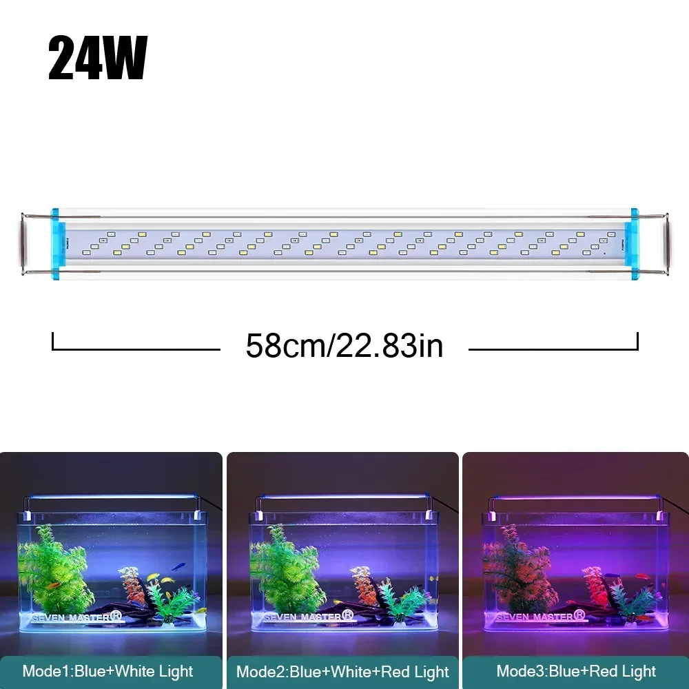 18 ~ 70 CM Ultra Dunne Aquarium Beugel Licht Aquarium Led verlichting voor Uitbreidbare Clip Lamp 220 V Vissenkom Lichten Aquarium Benodigdheden: Marineblauw / eu-stekker