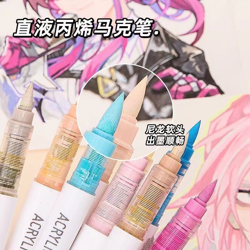 terug naar school accessoires Esthetische briefpapier graffiti Kleur markers acryl marker Penseelpunt pennen kunstbenodigdheden tekenpennen