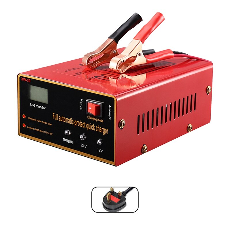 12/24V Automatic Smart Car Battery Charger for Auto Motorcycle Intelligent Pulse Quick Battery Charging Units US/EU/AU/UK Plug: UK Plug
