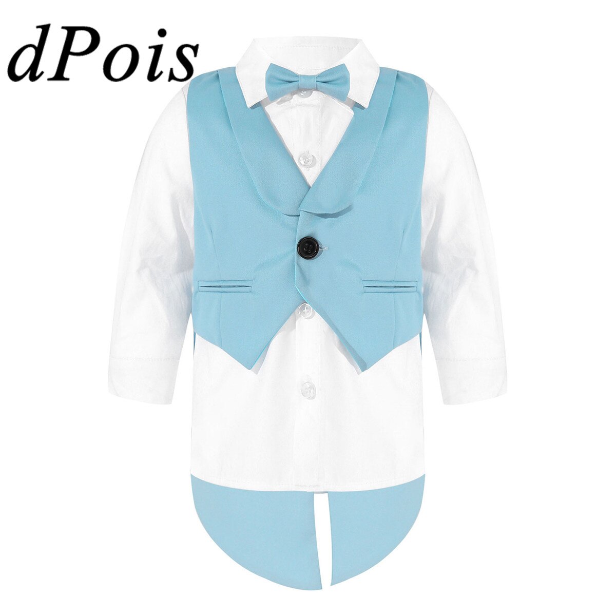 Trajes de esmoquin para bebés y niños, chaleco de esmoquin con botones, camisa blanca de manga larga, Top con pajarita