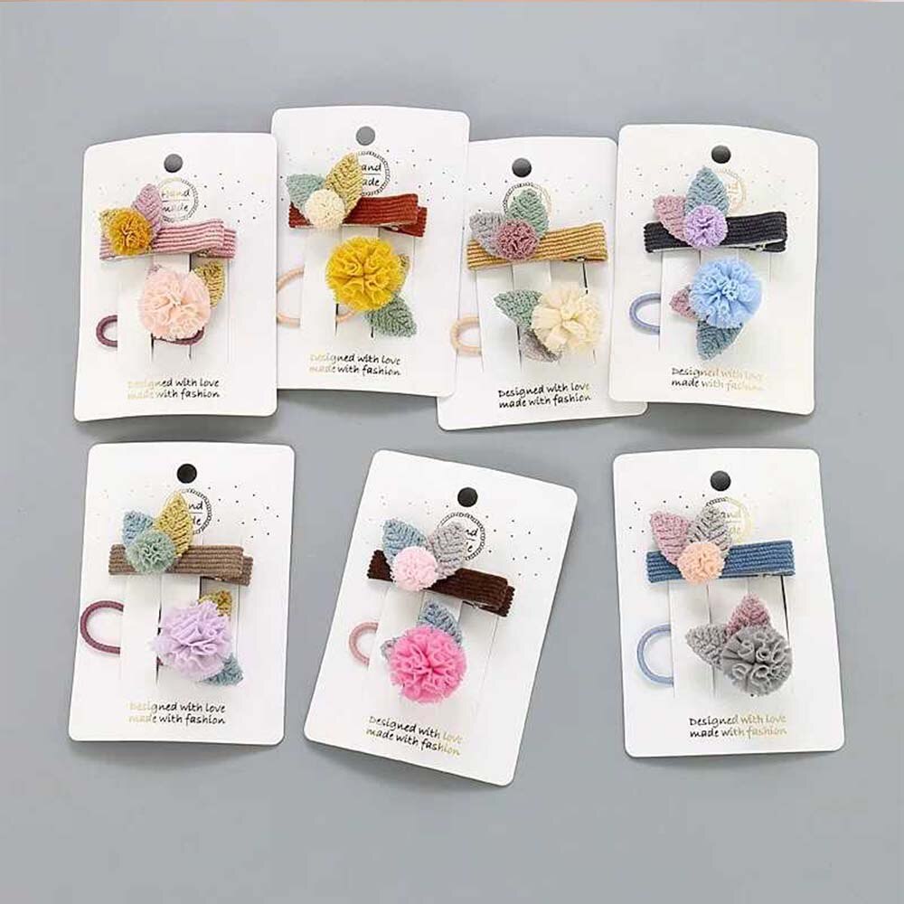 2 unids/set niños sombreros de Pom conejo de bola de pelo Pelo bandas cuerda de pelo horquillas Niños Accesorios para el pelo