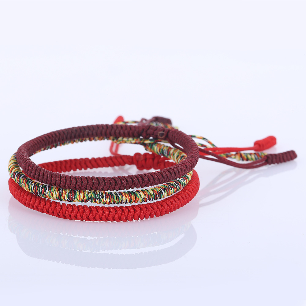 Handgefertigtes Knoten-Seil-Armbinde, tibetisch-buddhistischer Glücksbringer, tibetische Armbänder und Armreifen für Frauen und Männer,