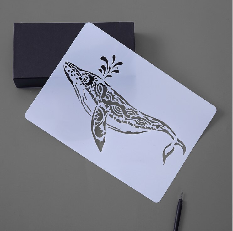 A4 29*21cm bricolage artisanat baleine moule pour peinture pochoirs estampé album photo carte de papier en relief sur bois, tissu, pochoir mural