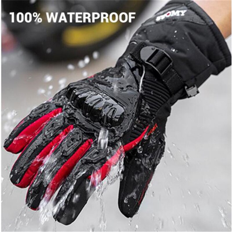 SUOMY-Guantes de Moto impermeables para hombre, manoplas de invierno a prueba de viento con pantalla táctil, 100%