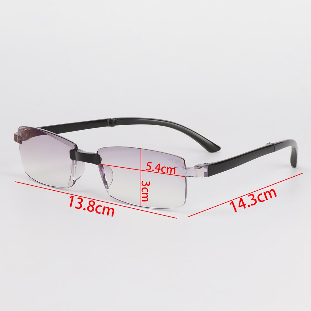1pc unisex sammenklappelige presbyopiske briller læsebriller med taske kvinder mænd blåt lys blokerende antifatigue øjet slid  +100 ~ +400